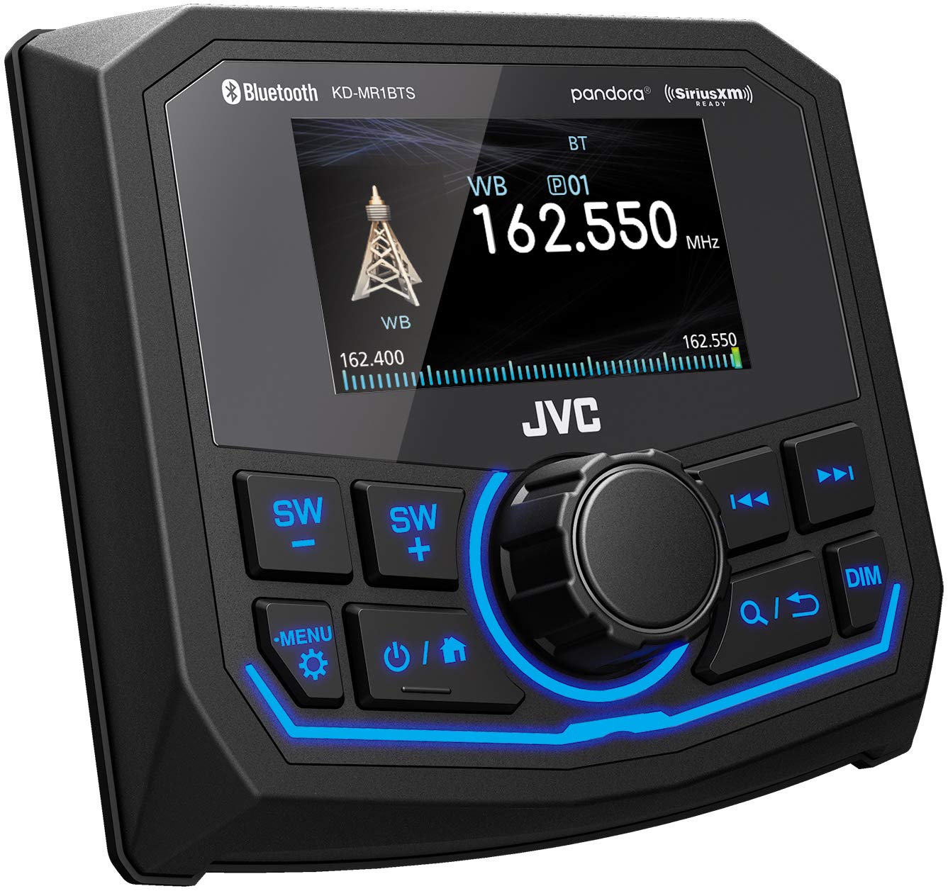 Jvc Kd-Mr1Bts Bluetooth Marine Receiver W/Two Pairs Of Kicker Marine Oem Replacement Speakers - Black